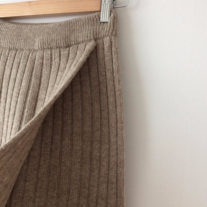 ニットスカート レディース ロング丈 ロングスカート マキシ丈 スリット 体型カバー 秋 ウエストゴム ボハイウエスト 無地 スカート 