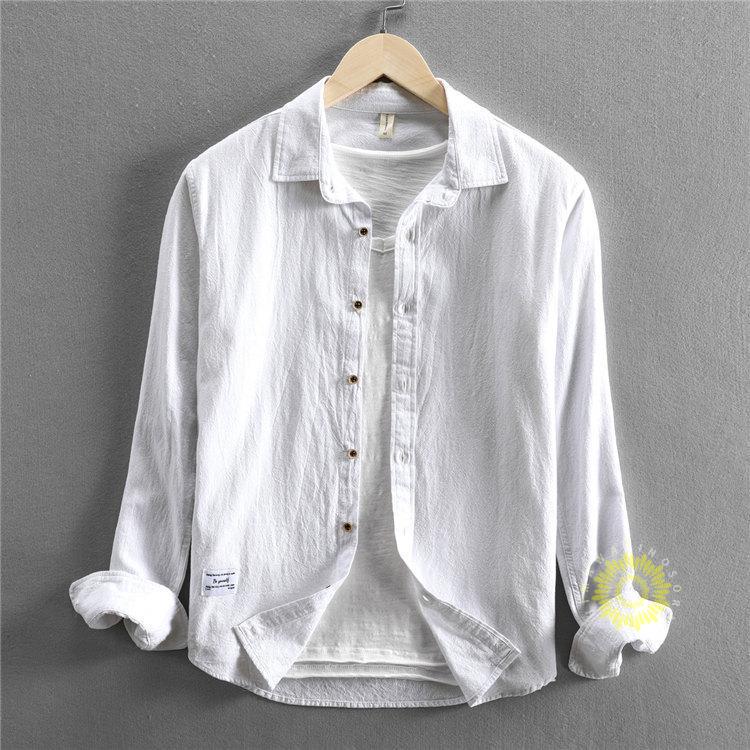 カジュアルシャツ メンズ 長袖 無地 長袖シャツ シャツ 50代 通勤 綿シャツ 秋服 トップス 綿100% 40代 春秋 白シャツ 