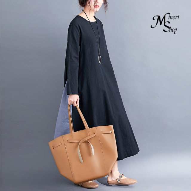 ワンピース レディース 春 長袖 ロングワンピース 春服 切り替え きれいめ 着痩せ ゆったり カジュアル 通勤着 可愛い 夏 配色 着回し 秋 