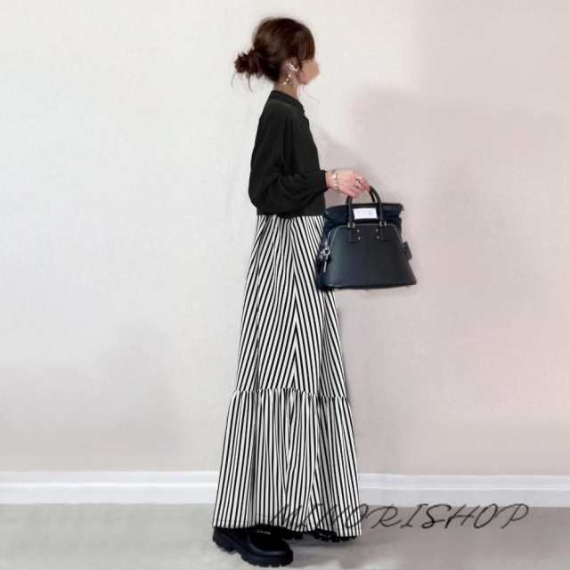 ワンピース レディース 春 秋 長袖 ロングワンピース切り替えワンピ ゆったり マキシ丈 可愛い 通学 秋服 通勤 体型カバー 