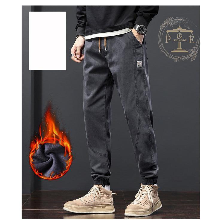 サルエルパンツ メンズ 裏起毛パンツ ジーンズ 厚手 暖かい 裏起毛 やや伸縮 暖パン 暖ズボン 厚手 ストレッチパンツ 秋冬 