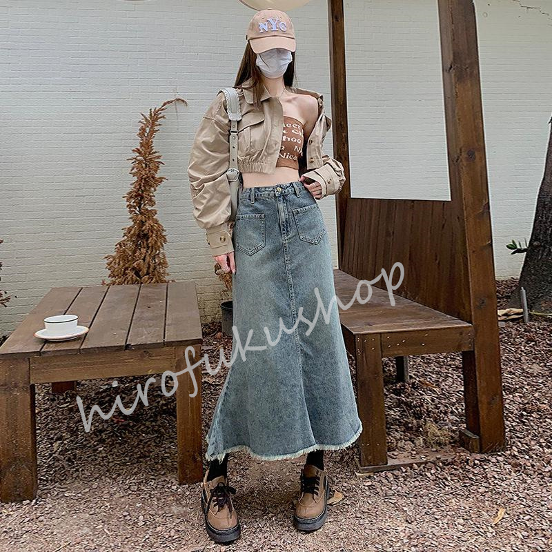 デニムスカート レディース タイトスカート フレアスカート Aライン ロング 無地 通勤 マキシ丈 きれいめ お出かけおしゃれ 春夏秋 美ライン 