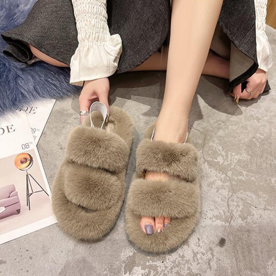 ファーサンダル レディースファースリッパ  