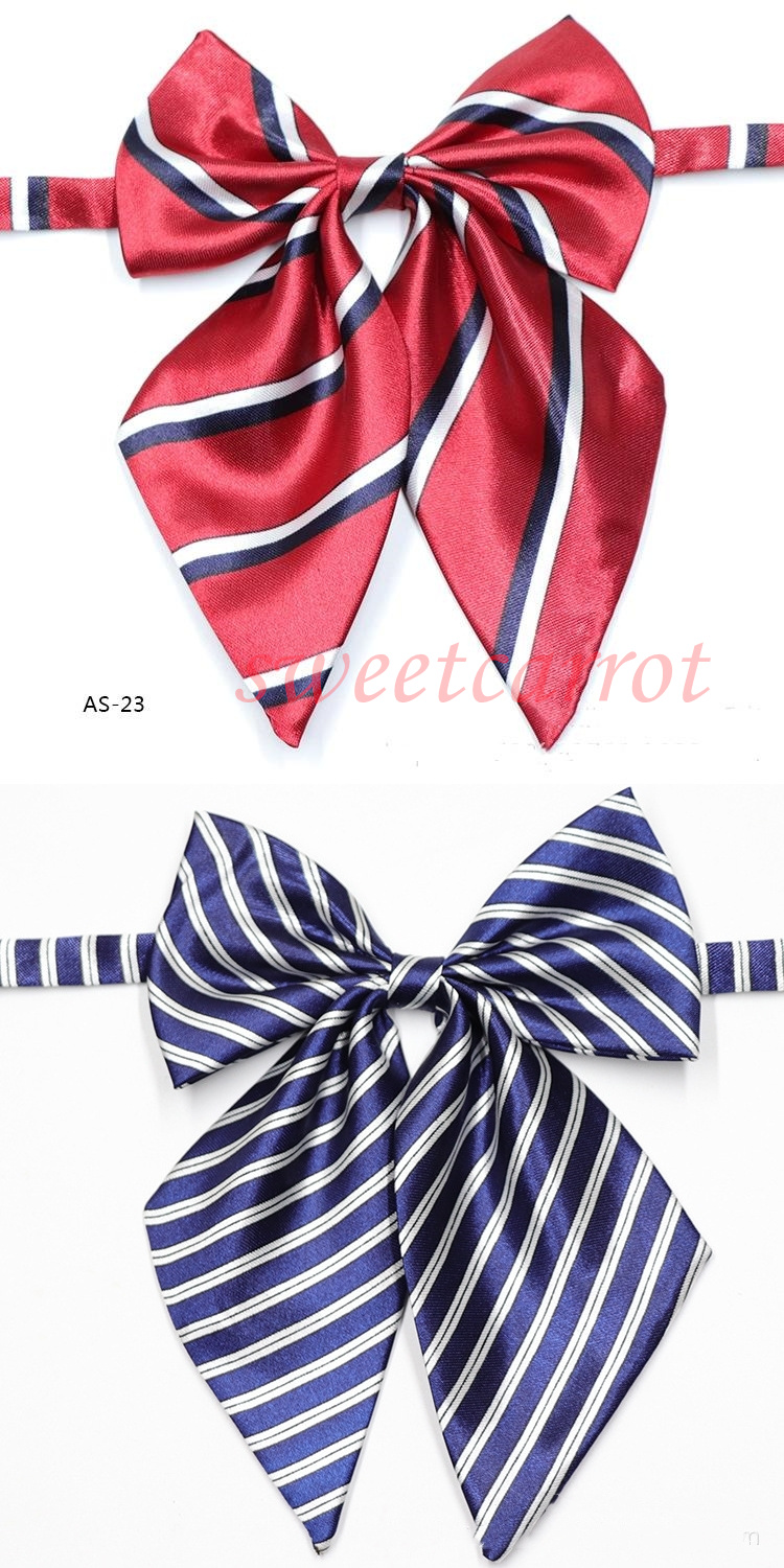 46COLOR スクールリボン お洒落 女子高生 韓国風 レディース ワンタッチ セーラー服 ストライプ 中学生 プレゼント リボン 業務用 かわいい 制服リボン 