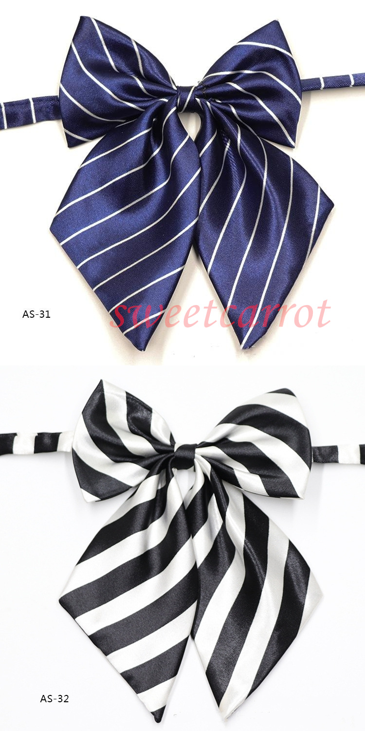 46COLOR スクールリボン お洒落 女子高生 韓国風 レディース ワンタッチ セーラー服 ストライプ 中学生 プレゼント リボン 業務用 かわいい 制服リボン 