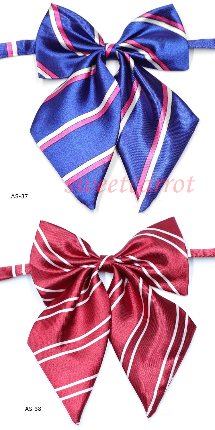 46COLOR スクールリボン お洒落 女子高生 韓国風 レディース ワンタッチ セーラー服 ストライプ 中学生 プレゼント リボン 業務用 かわいい 制服リボン 