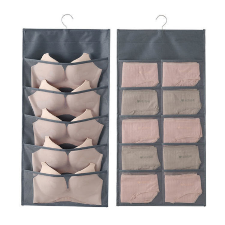 2個セット 30ポケット 靴下収納 下着収納 ハンガー式 吊り下げ ブラ スリム 整理整頓 ショーツ 2TYPE 収納 ウォールポケット 両面収納 