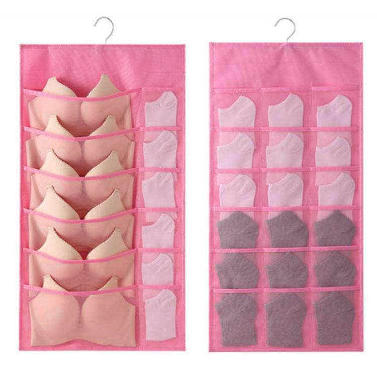 2個セット 30ポケット 靴下収納 下着収納 ハンガー式 吊り下げ ブラ スリム 整理整頓 ショーツ 2TYPE 収納 ウォールポケット 両面収納 