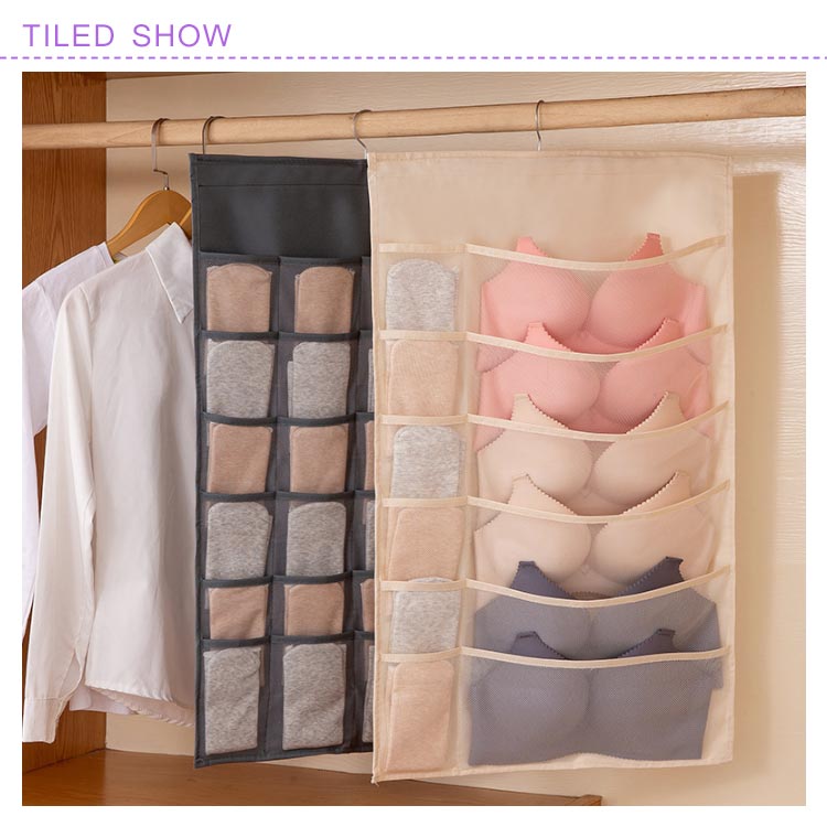 2個セット 30ポケット 靴下収納 下着収納 ハンガー式 吊り下げ ブラ スリム 整理整頓 ショーツ 2TYPE 収納 ウォールポケット 両面収納 