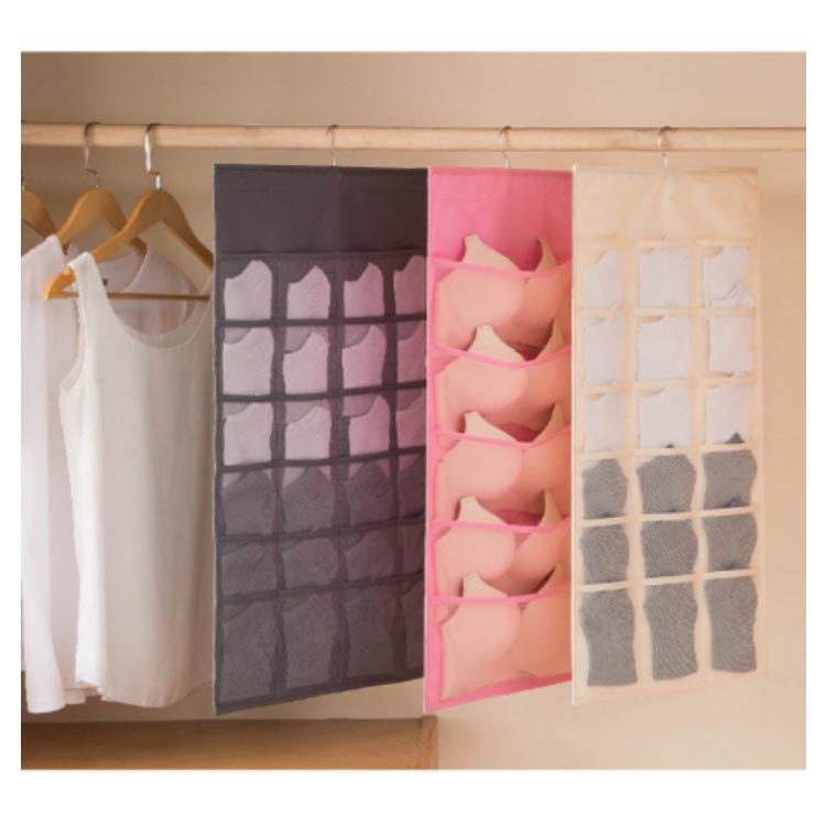 2個セット 30ポケット 靴下収納 下着収納 ハンガー式 吊り下げ ブラ スリム 整理整頓 ショーツ 2TYPE 収納 ウォールポケット 両面収納 
