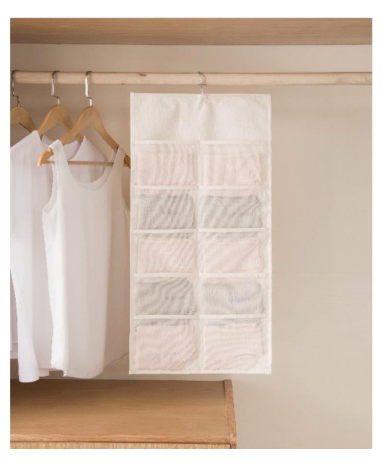 2個セット 30ポケット 靴下収納 下着収納 ハンガー式 吊り下げ ブラ スリム 整理整頓 ショーツ 2TYPE 収納 ウォールポケット 両面収納 