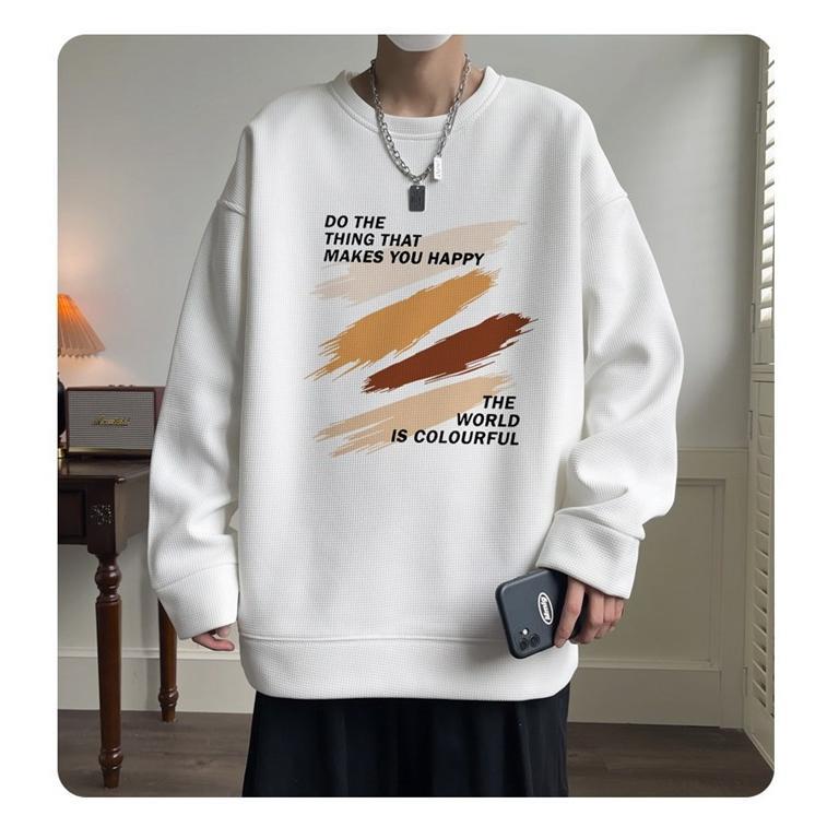 トレーナー Tシャツ メンズ 長袖Tシャツ ワッフル生地 クルーネック 通学 カジュアル 秋 長袖 ロゴ おしゃれ トップス 春 