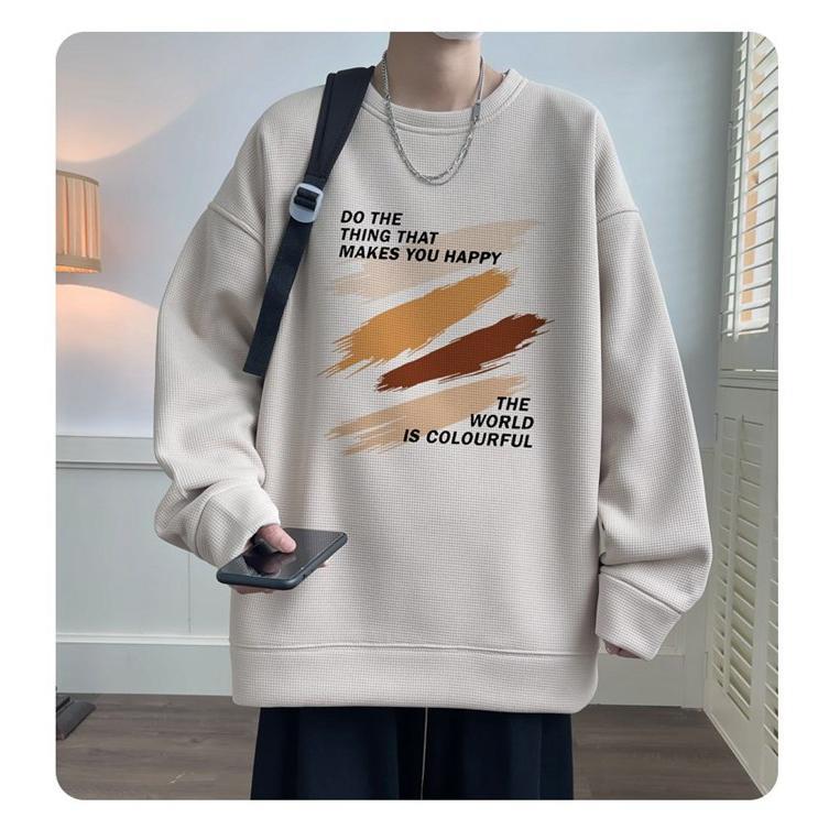トレーナー Tシャツ メンズ 長袖Tシャツ ワッフル生地 クルーネック 通学 カジュアル 秋 長袖 ロゴ おしゃれ トップス 春 