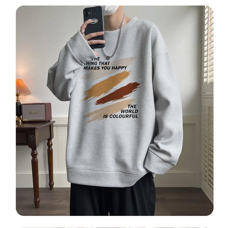 トレーナー Tシャツ メンズ 長袖Tシャツ ワッフル生地 クルーネック 通学 カジュアル 秋 長袖 ロゴ おしゃれ トップス 春 