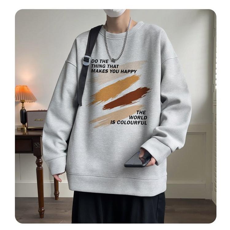 トレーナー Tシャツ メンズ 長袖Tシャツ ワッフル生地 クルーネック 通学 カジュアル 秋 長袖 ロゴ おしゃれ トップス 春 