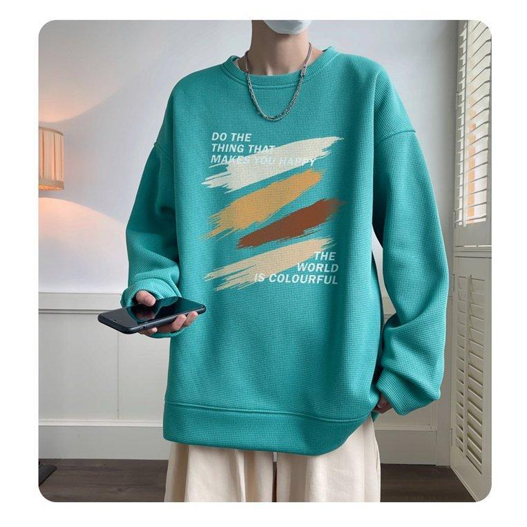 トレーナー Tシャツ メンズ 長袖Tシャツ ワッフル生地 クルーネック 通学 カジュアル 秋 長袖 ロゴ おしゃれ トップス 春 