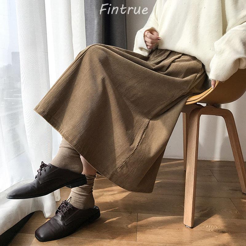 スカート ロング丈 レディース 40代 秋冬 コーデュロイスカート 大人 ハイウェストボトムスオシャレ Aラインスカートミディアム丈 フレアスカート 着痩せ 黒 