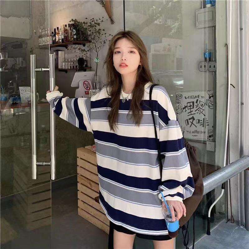カットソー レディース Tシャツ ストライプ トップス ゆるTシャツ カジュアル 長袖 重ね着 かわいい 体型カバー ロングT 薄手 インナー 