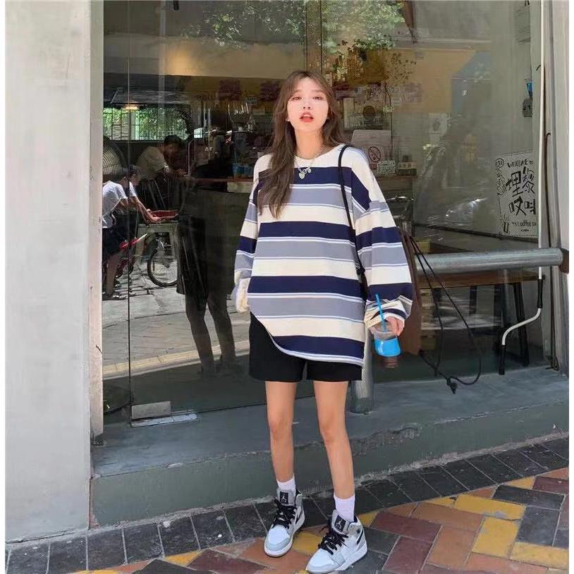 カットソー レディース Tシャツ ストライプ トップス ゆるTシャツ カジュアル 長袖 重ね着 かわいい 体型カバー ロングT 薄手 インナー 
