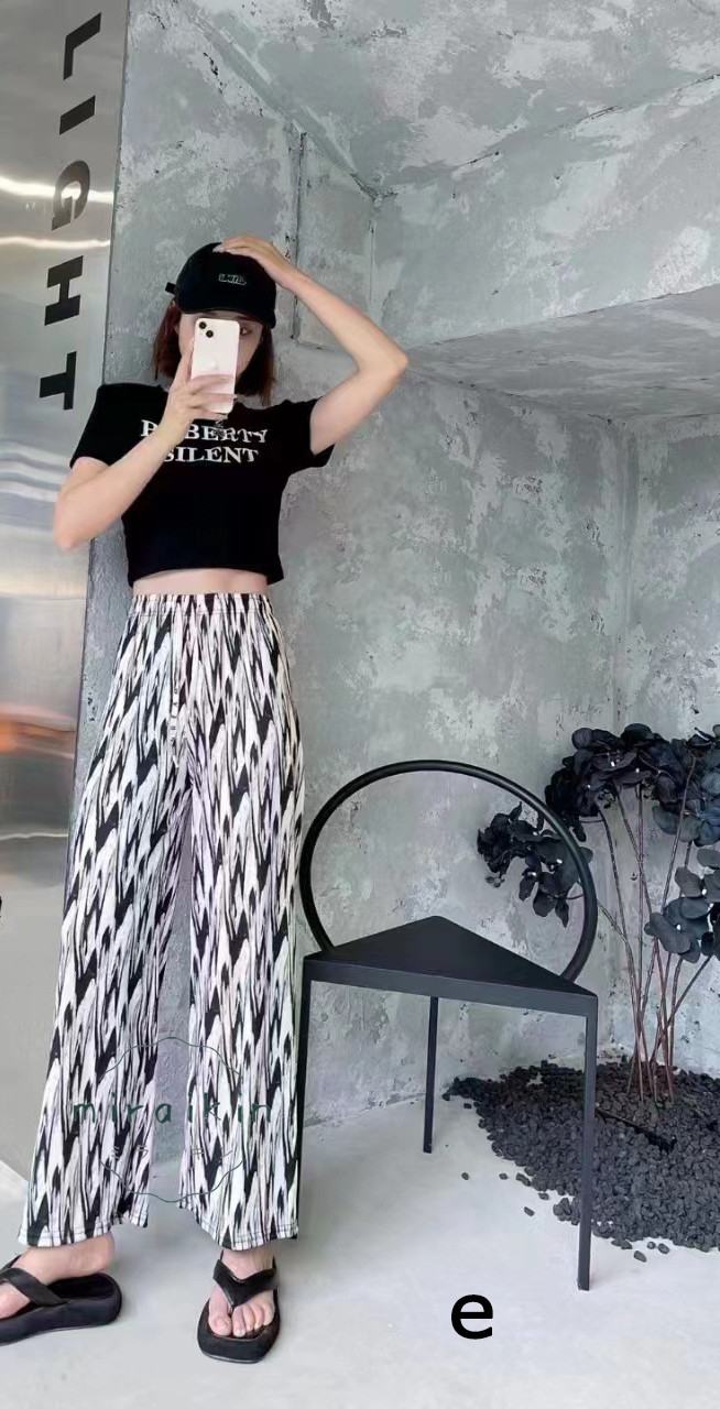 ワイドパンツ プリントイージーパンツ 柄パンツ 総柄 リラックスパンツ レディース ストレート カジュアル 接触冷感 夏用 ロング丈 ひんやり 薄手 涼しい 