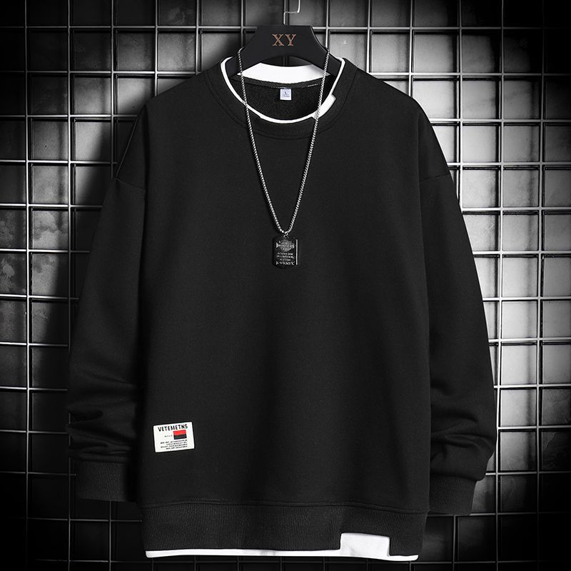 Tシャツ 長袖 メンズ ロンT 重ね着風 ロングTシャツ スポーツ 白 春服 ティーシャツ 黒 薄手 カジュアル 秋服 