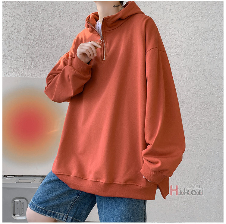 ハーフジップ メンズ 長袖 ハイネック プルオーバー無地 スウェットトップス ハイネック フーディー 