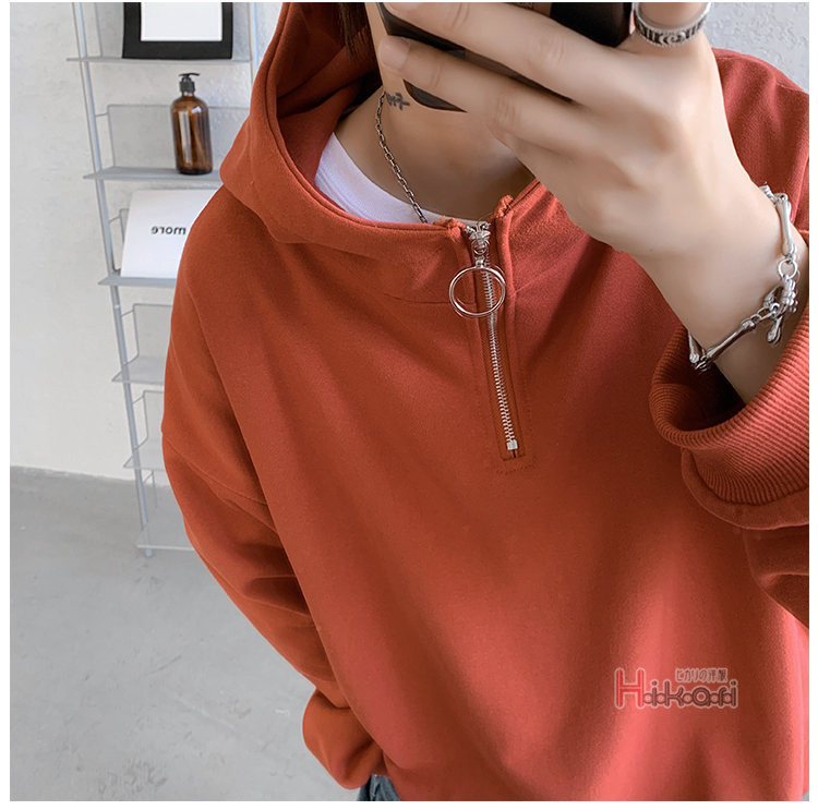 ハーフジップ メンズ 長袖 ハイネック プルオーバー無地 スウェットトップス ハイネック フーディー 