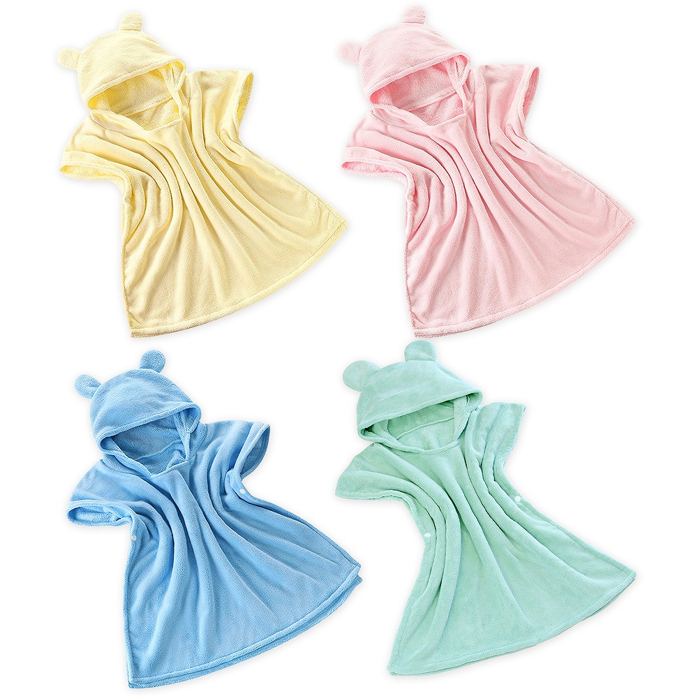 ベビー バスローブ おくるみ バスタオル キッズ ポンチョ 子供服 おすすめ 速乾 耳付き タオル 。 旅行 吸水 赤ちゃん ボタン式 かわいい フード パジャマ 