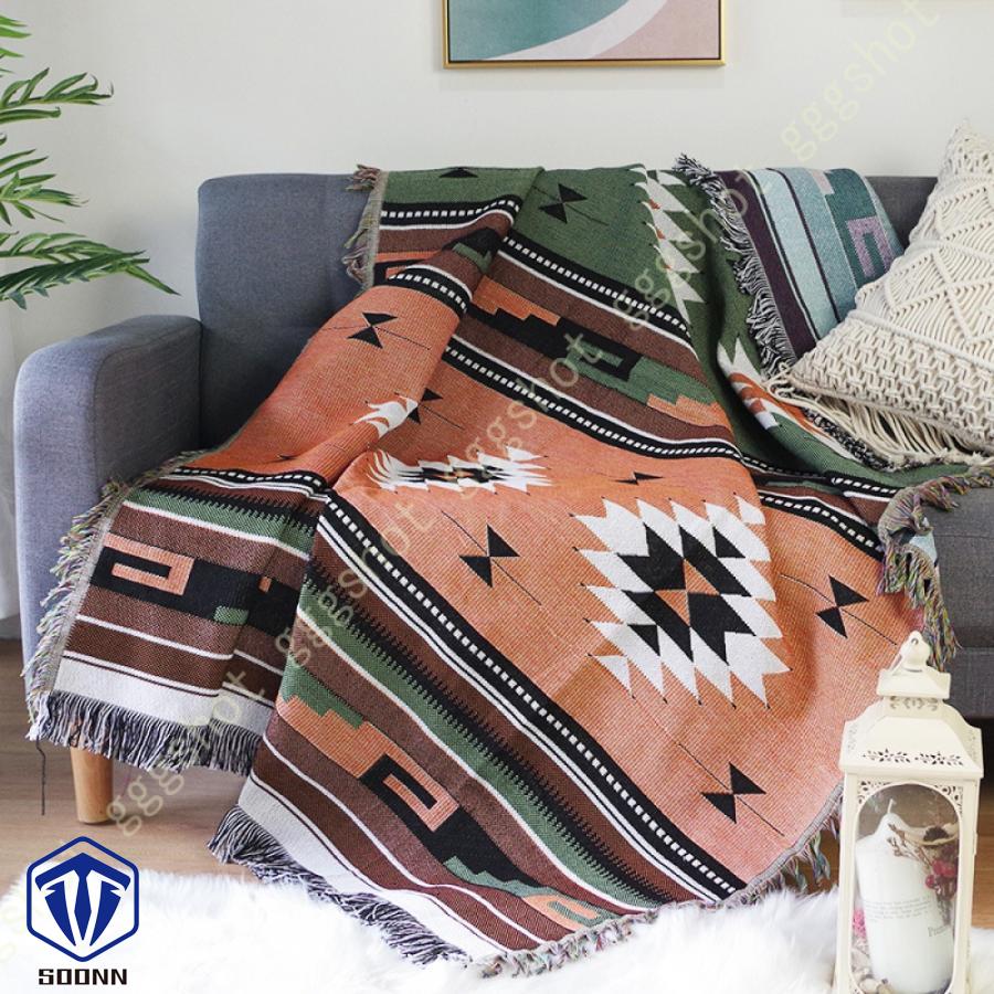 マルチカバー アンティーク ソファカバー 長方形 ブランケット フリンジ付き シンプル 汚れ防止 寝椅子用カバー ベッドカバー オシャレ 雑貨 多機能 キズ 