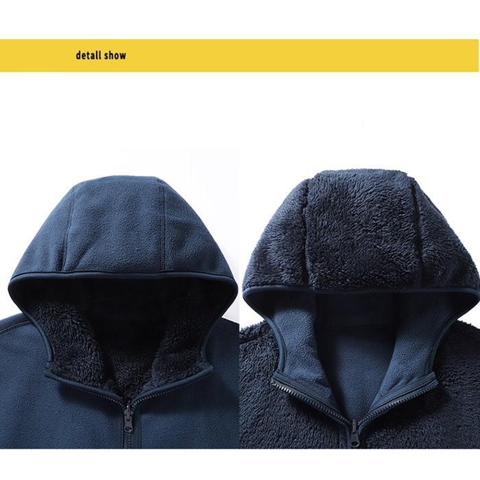 フブルゾン メンズ 2TYPE フーディ 立ち襟 両面着用 ボア フ無地 リバーシブル アウター 