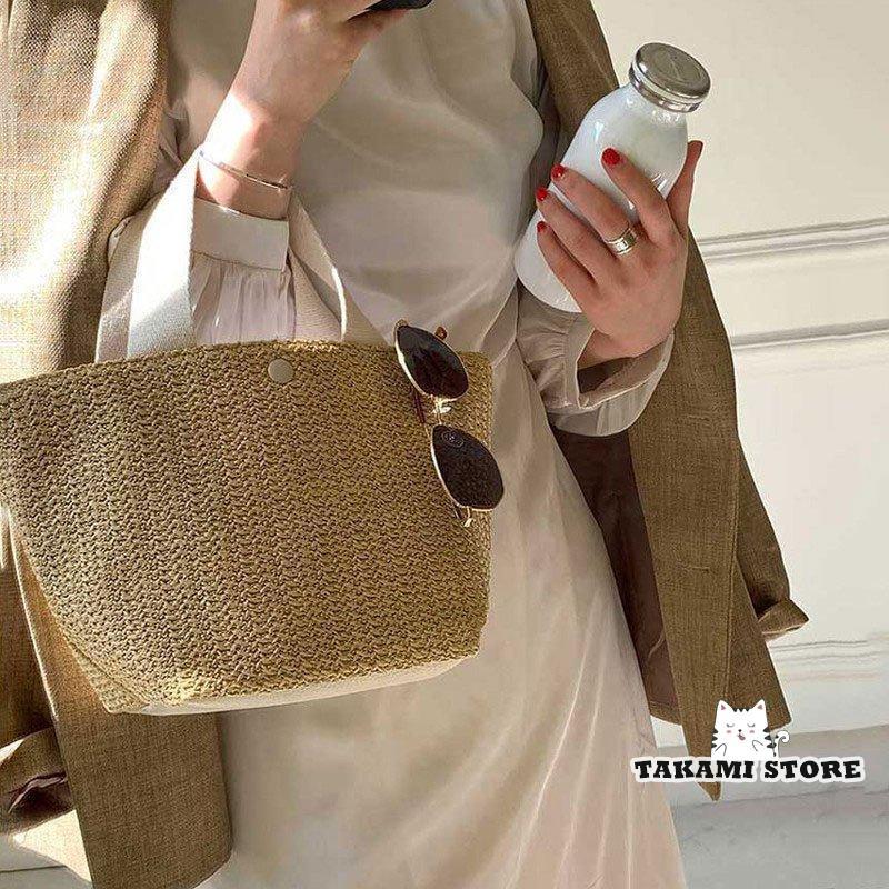 おしゃれ かごバッグ トートバッグ 女性用 かばん カゴバッグ カジュアル 無地 ナチュラル 可愛い マチあり 手提げバッグ シンプル 