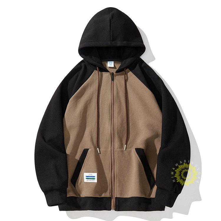 ジップメンズ 長袖 秋服 秋物 スウェット切り替え フード付き おしゃれ カジュアル トップス 