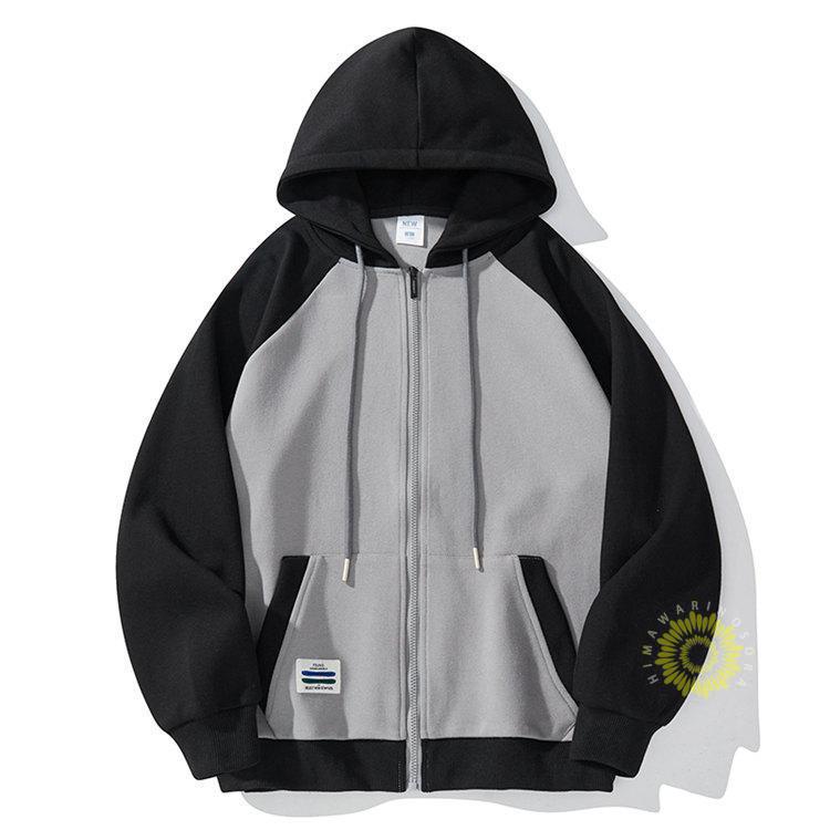 ジップメンズ 長袖 秋服 秋物 スウェット切り替え フード付き おしゃれ カジュアル トップス 