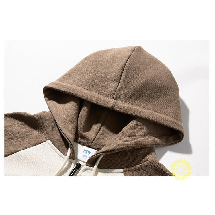 ジップメンズ 長袖 秋服 秋物 スウェット切り替え フード付き おしゃれ カジュアル トップス 