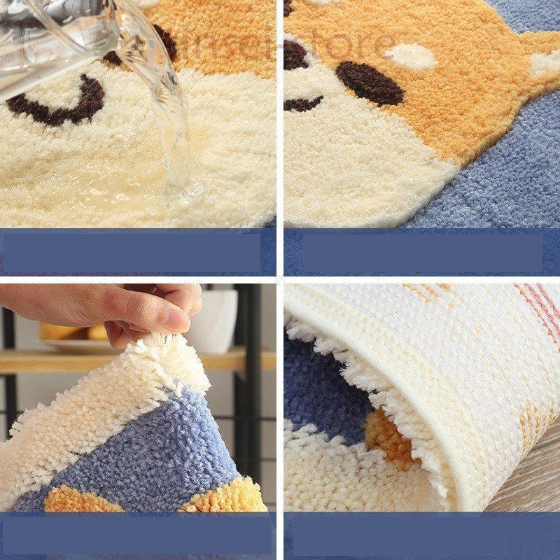 ラグマット 50*80CM絨毯 柴犬柄 カーペット リビング対応 シーズン リビング対応 滑り止め おしゃれ 北欧家具 厚手 洗える 