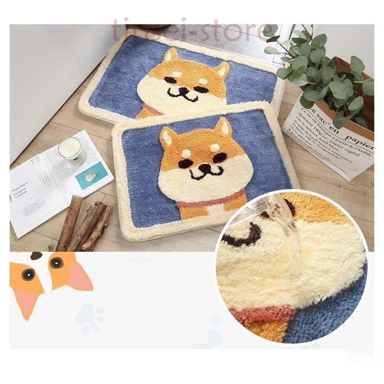 ラグマット 50*80CM絨毯 柴犬柄 カーペット リビング対応 シーズン リビング対応 滑り止め おしゃれ 北欧家具 厚手 洗える 