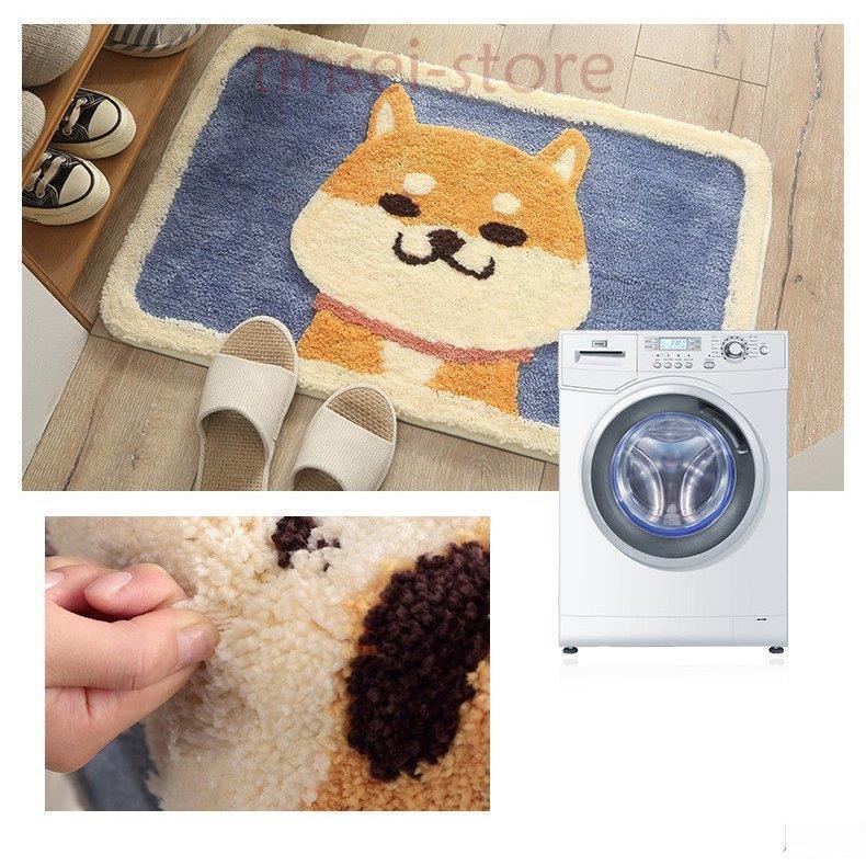 ラグマット 50*80CM絨毯 柴犬柄 カーペット リビング対応 シーズン リビング対応 滑り止め おしゃれ 北欧家具 厚手 洗える 