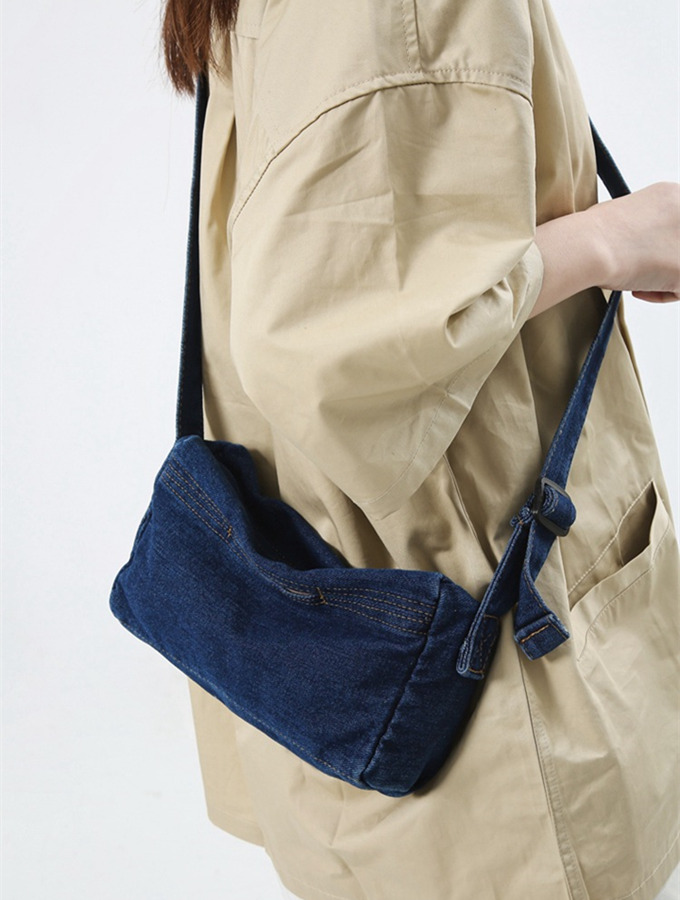 2023 新作 レディース メンズ キッズ デニム バッグ インディゴ ミニショルダー スクエア 四角 メンズ フォルム メッセンジャーバッグ 斜め掛け 底敷 ミニバッグ