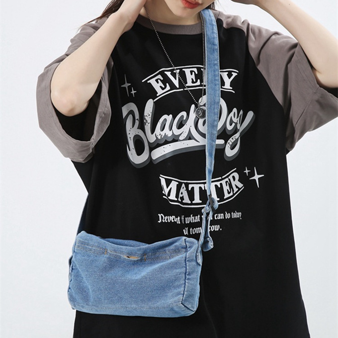 2023 新作 レディース メンズ キッズ デニム バッグ インディゴ ミニショルダー スクエア 四角 メンズ フォルム メッセンジャーバッグ 斜め掛け 底敷 ミニバッグ