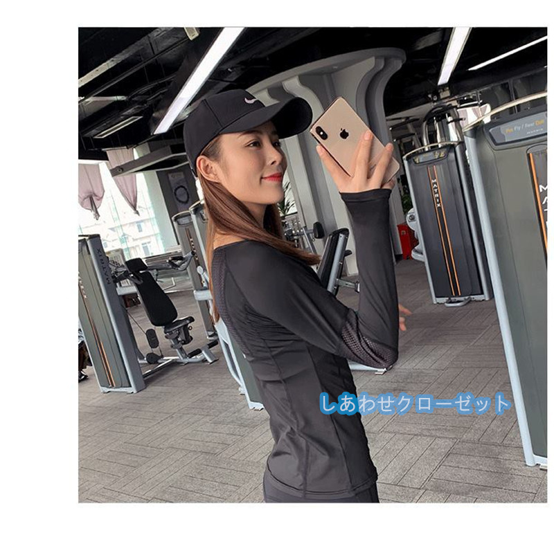 ヨガウェア レディース トップス 長袖 Tシャツ ホットヨガ かわいい スポーツウェア ランニングウェア 吸汗 おしゃれ フィットネス 速乾 
