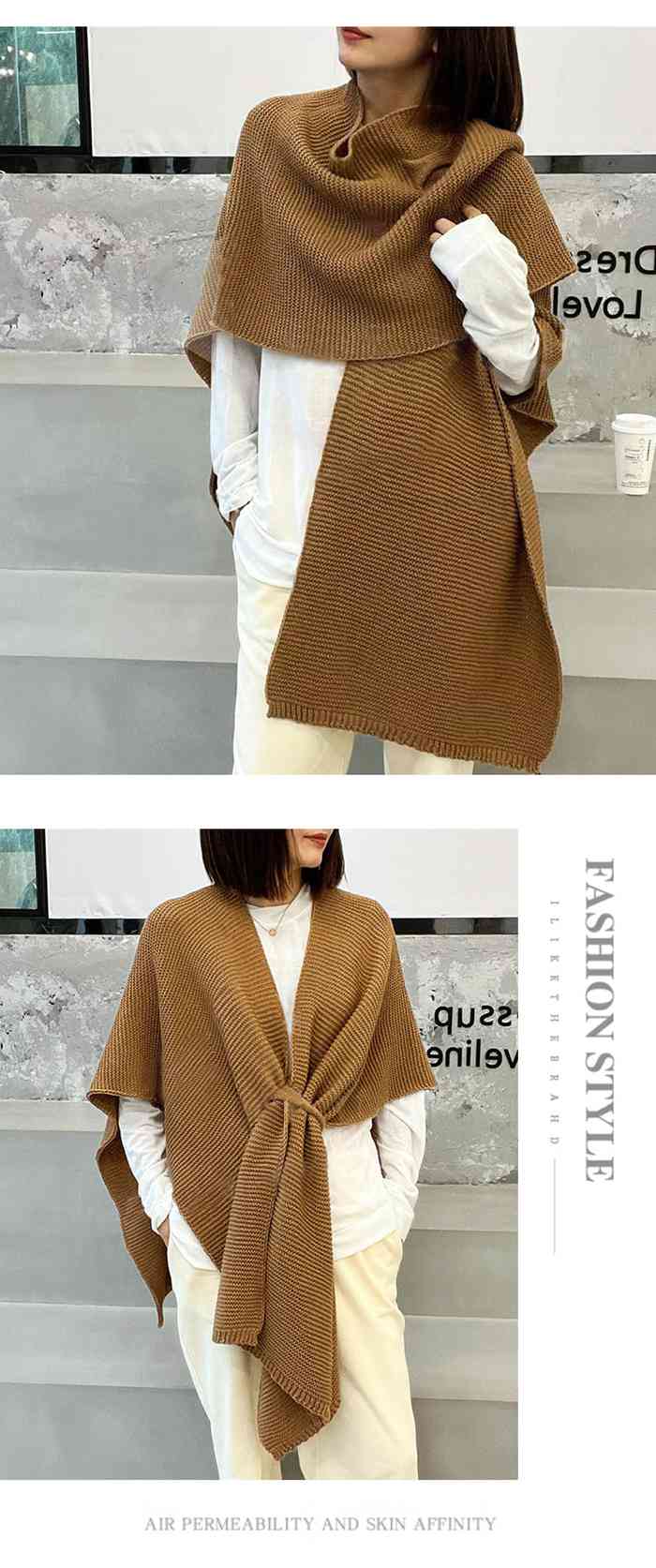 ニットケープ ショール レディース ポレロ ストール ポンチョ レディース 秋冬 防寒着 大判 ニット ケープ ケープコート ショール 