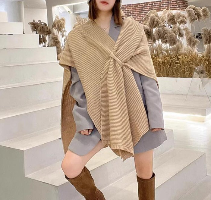 ニットケープ ショール レディース ポレロ ストール ポンチョ レディース 秋冬 防寒着 大判 ニット ケープ ケープコート ショール 