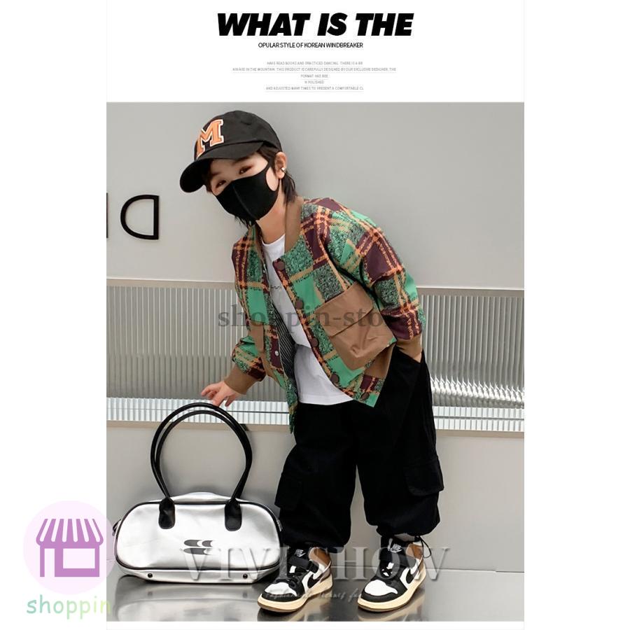 キッズ アウター 長袖 トップス ジャンパー シンプル 動きやすい 着やすい チェック ゆったり カジュアル おしゃれ あわせやすい ポケット 