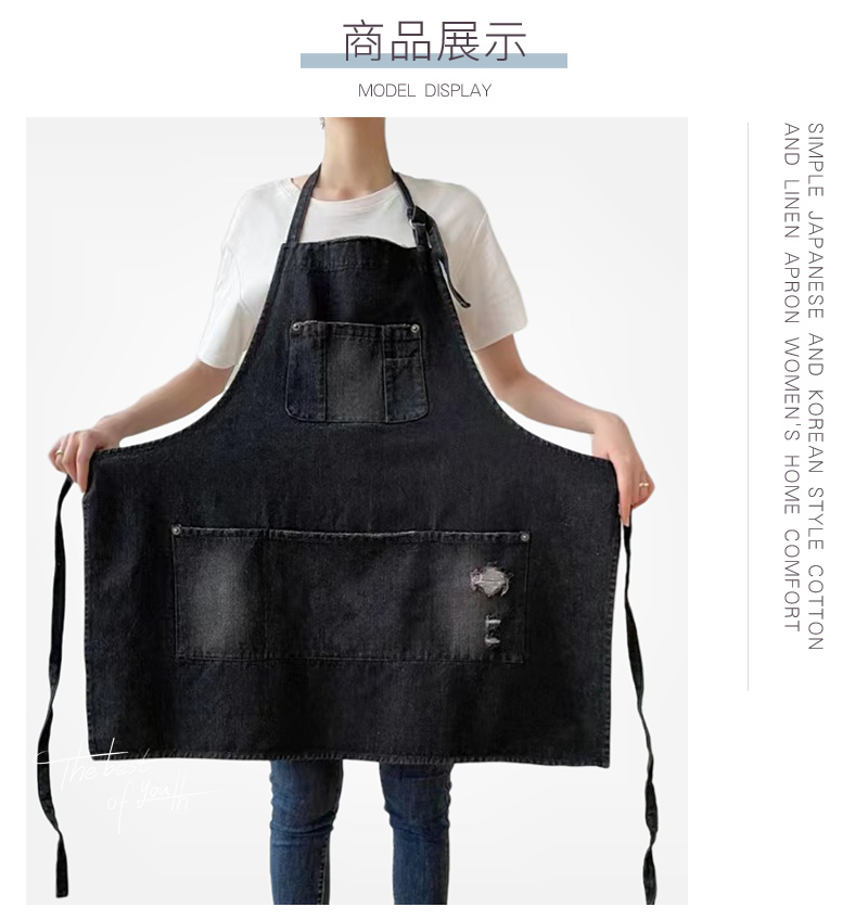 デニムエプロン 首掛け型エプロン 綿100％ おしゃれ 多機能ポケット 前掛け 男女兼用 家庭用 調整可能 作業エプロン メンズ 脱着簡単 汚れにくい レディース 