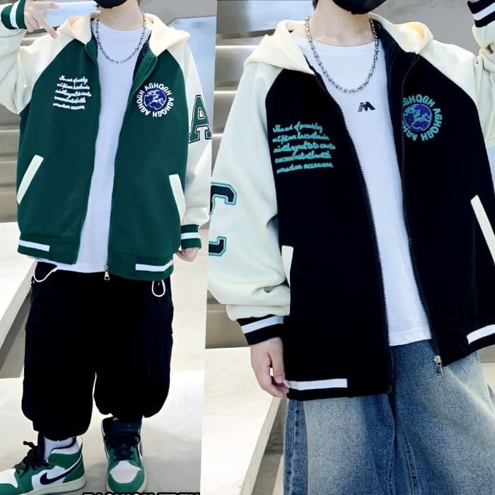 小学生 男の子 フード付き ブルゾン ジャンパー ジャケット ストリート キッズ 韓国 アウター 通学 ダンス ジュニア 子供服 子ども スポーツ 春秋 