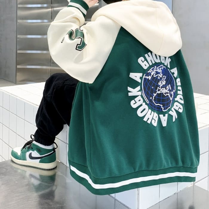 小学生 男の子 フード付き ブルゾン ジャンパー ジャケット ストリート キッズ 韓国 アウター 通学 ダンス ジュニア 子供服 子ども スポーツ 春秋 