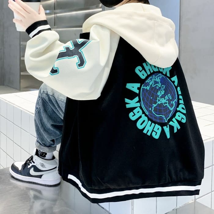 小学生 男の子 フード付き ブルゾン ジャンパー ジャケット ストリート キッズ 韓国 アウター 通学 ダンス ジュニア 子供服 子ども スポーツ 春秋 