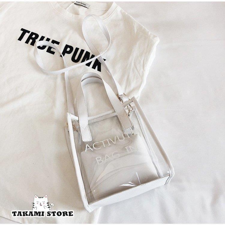 クリアバッグ 透明 ポーチ付き トートバッグ ハンドバッグ 肩がけバッグ おしゃれ 大容量 防水 ビニールバッグ 透明バッグ ショルダーバッグ 