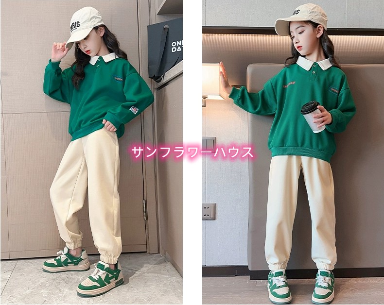 子ども服 キッズ トップス 長袖 セーター スウェット ガールズ トレーナー ボーイズ シンプル 女の子 ポロシャツ ジュニア 韓国 カジュアル 