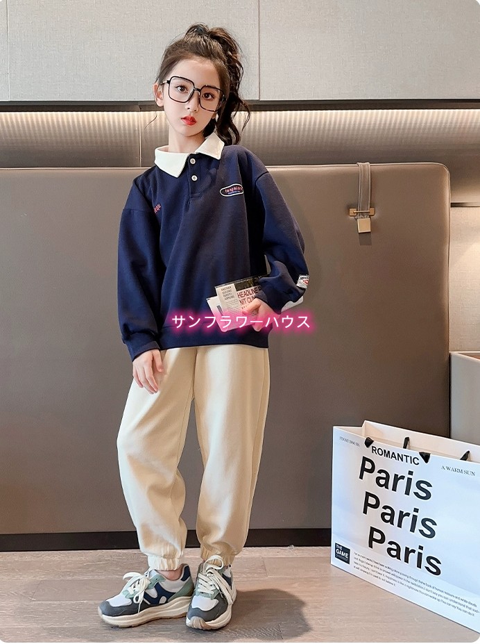 子ども服 キッズ トップス 長袖 セーター スウェット ガールズ トレーナー ボーイズ シンプル 女の子 ポロシャツ ジュニア 韓国 カジュアル 